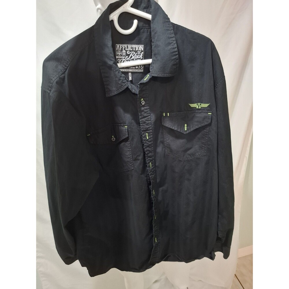 Affliction Black Premium Men's Button Up Long Sleeve Shirt Black Size XXXL